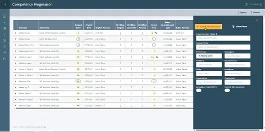 iCAN learning management dashboard showing training and qualification records
